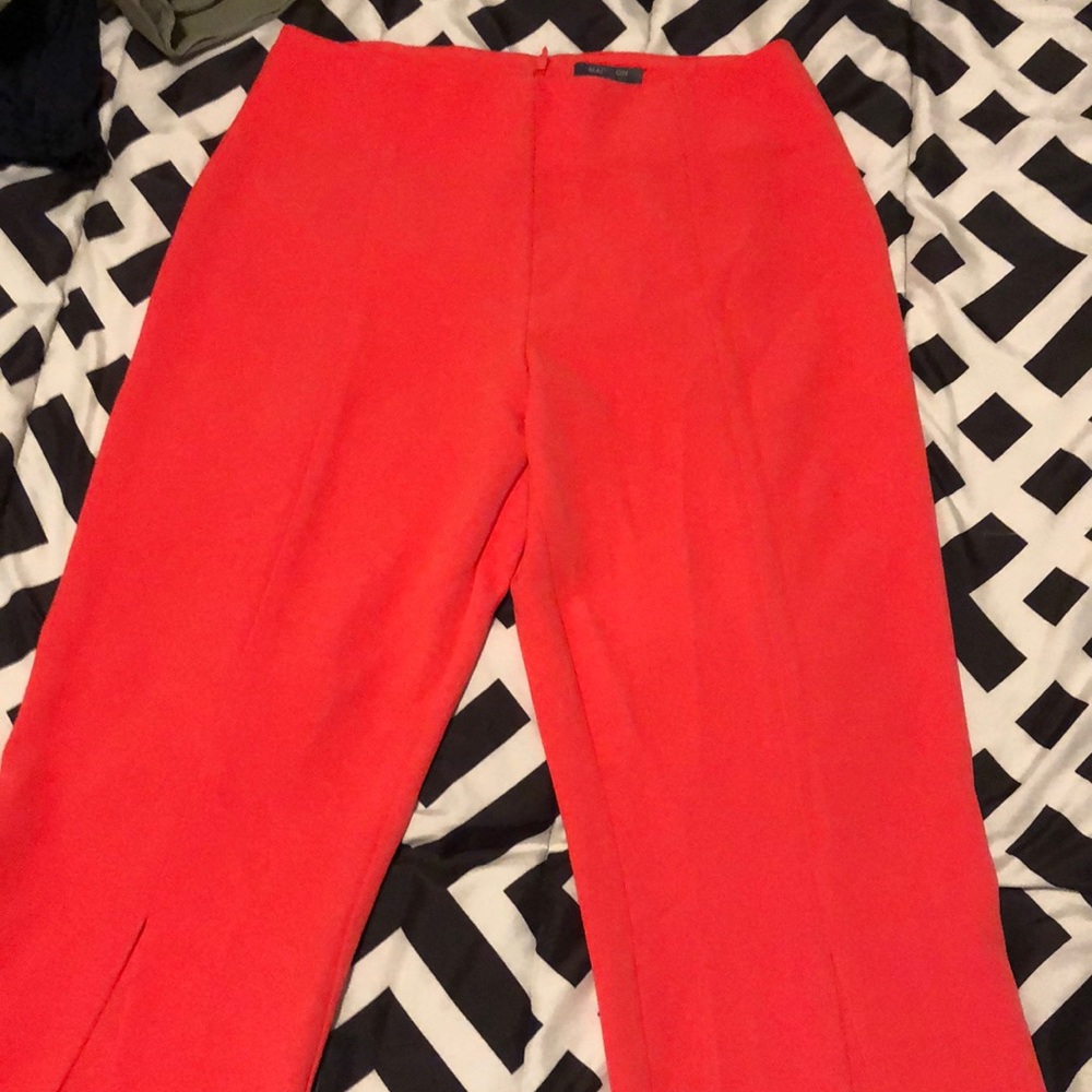 Peach long sleeve flare pants with slit up middle